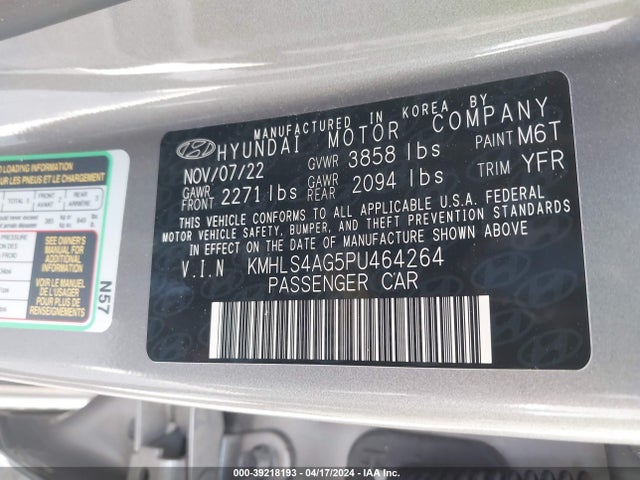 Hyundai ELANTRA SEL 2023 KMHLS4AG5PU464264 Image 9