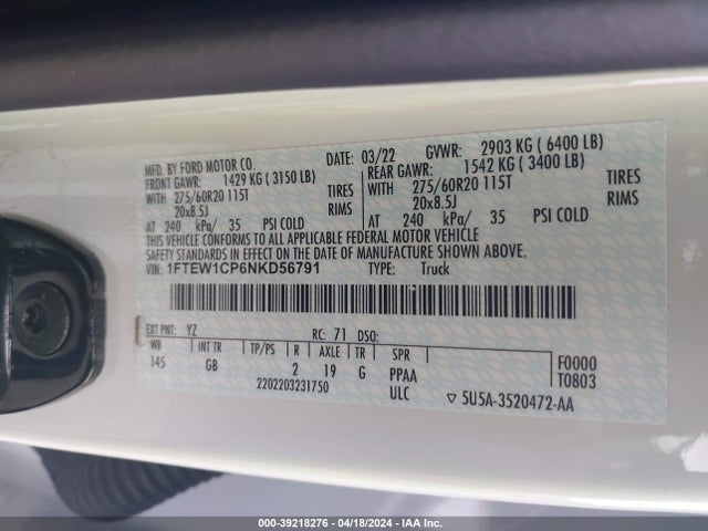 Ford F-150 Xl 2022 1FTEW1CP6NKD56791 Image 9