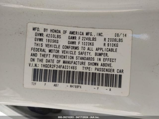 1HGCR2F34FA031465 Honda ACCORD LX