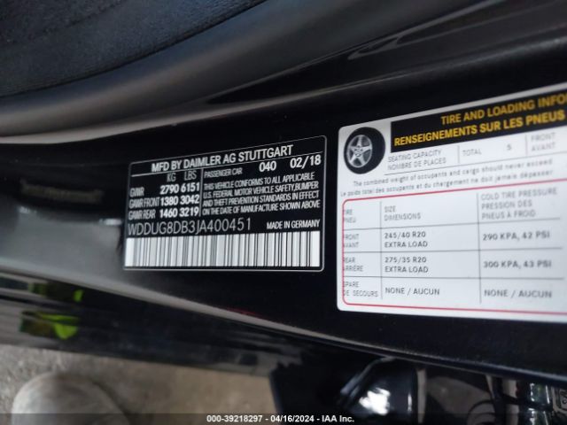 WDDUG8DB3JA400451 Mercedes-Benz S 560