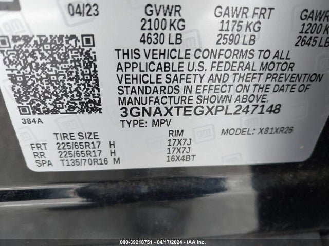 Chevrolet Equinox Awd 2fl 2023 3GNAXTEGXPL247148 Image 9