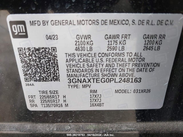 Chevrolet Equinox Awd 2fl 2023 3GNAXTEG0PL248163 Image 9