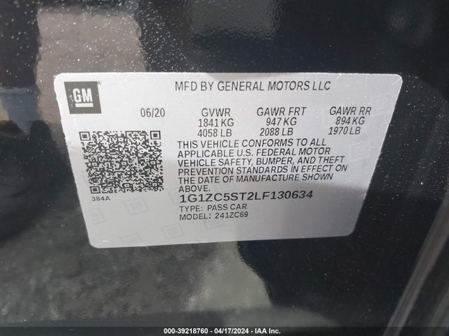 Chevrolet Malibu Fwd 1fl 2020 1G1ZC5ST2LF130634 Image 9