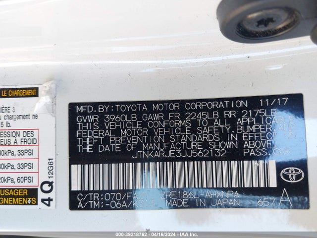 Toyota COROLLA IM 2018 JTNKARJE3JJ562132 Image 9