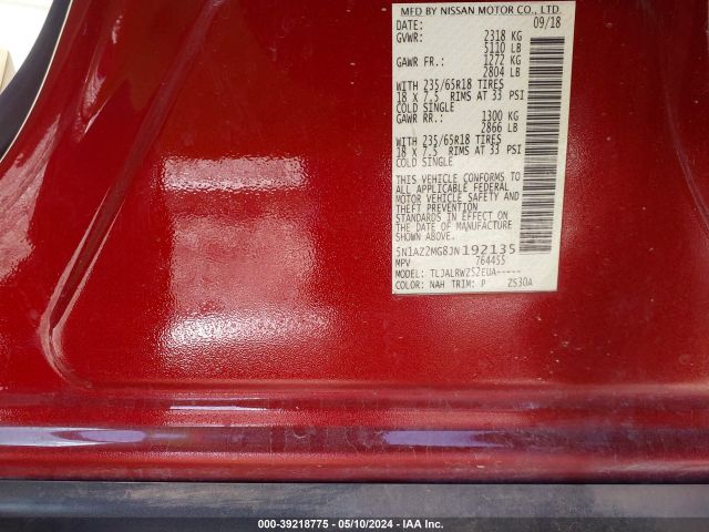 5N1AZ2MG8JN192135 Nissan MURANO SL