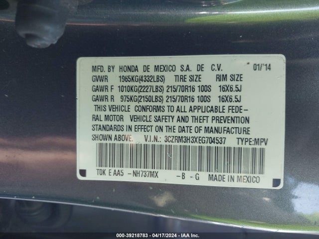 Honda CR-V LX 2014 3CZRM3H3XEG704537 Image 9