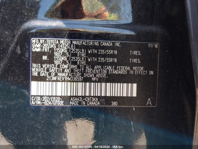Toyota RAV4 SE 2017 2T3NFREV1HW336597 Image 9