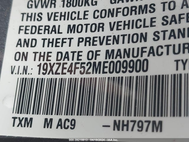 Honda INSIGHT EX 2021 19XZE4F52ME009900 Image 9