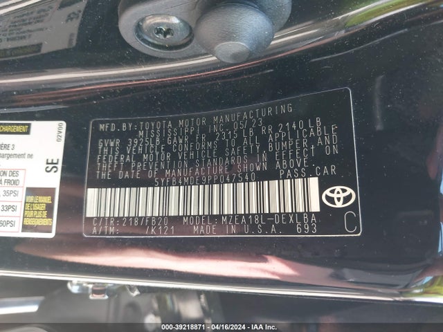 Toyota COROLLA LE 2023 5YFB4MDE9PP047540 Image 9
