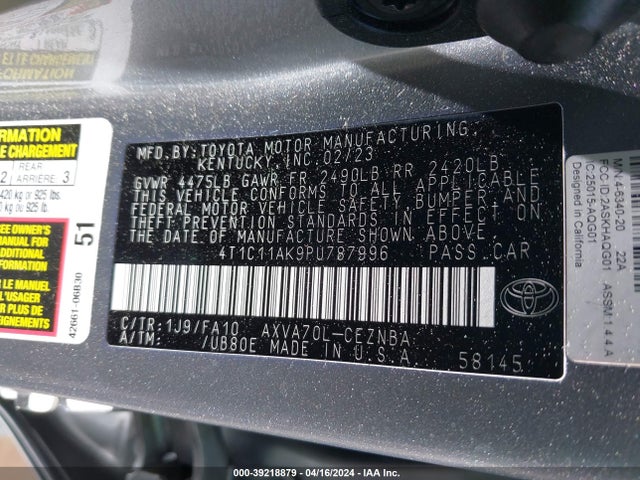 Toyota CAMRY LE 2023 4T1C11AK9PU787996 Image 9