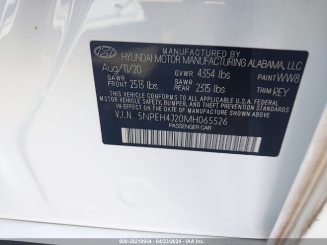 5NPEH4J20MH065526 Hyundai Sonata Limited