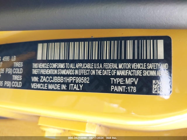ZACCJBBB1HPF99582 Jeep Renegade Latitude 4x4
