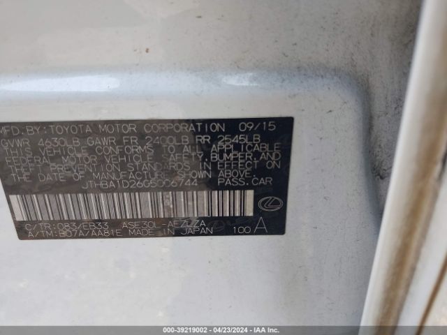 JTHBA1D26G5006744 Lexus IS 200T