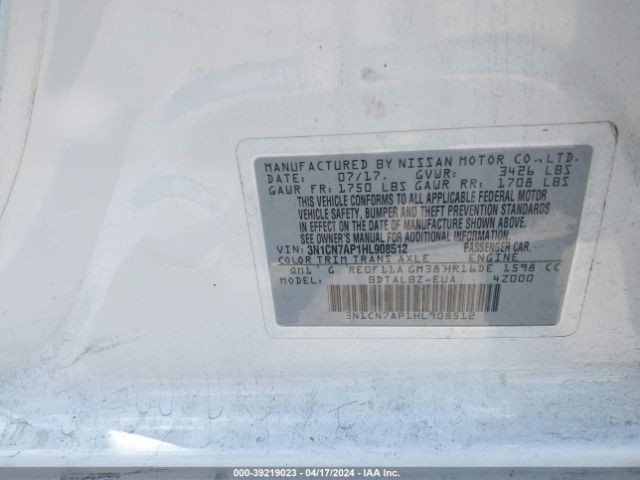 3N1CN7AP1HL908512 Nissan Versa 1.6 Sv