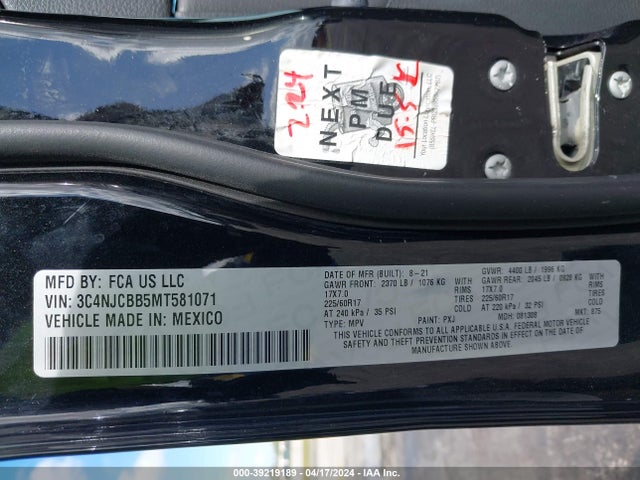 Jeep Compass Latitude Fwd 2021 3C4NJCBB5MT581071 Image 9