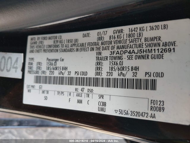 Ford FIESTA S 2017 3FADP4AJ5HM112691 Image 9