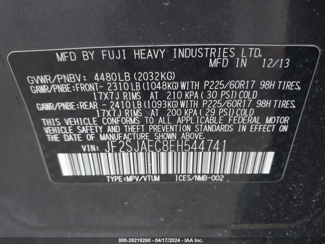 Subaru Forester 2.5i Premium 2014 JF2SJAEC8EH544741 Image 9