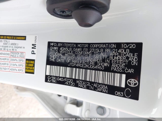 Toyota COROLLA SE 2021 JTDP4MCE2MJ064963 Image 9
