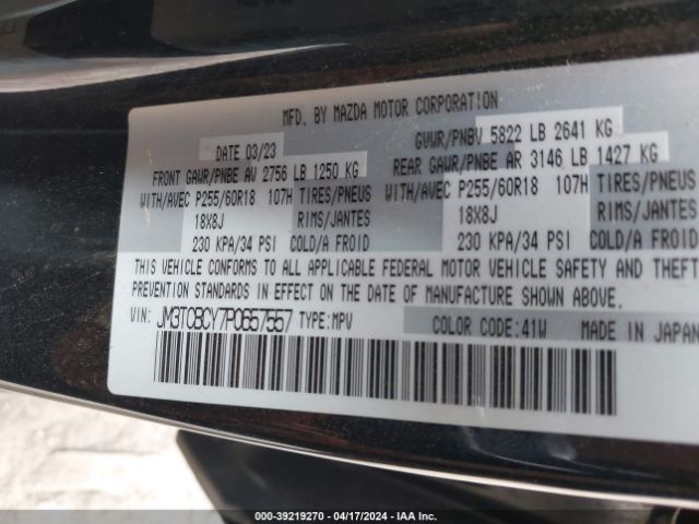 JM3TCBCY7P0657557 Mazda Cx-9 Touring