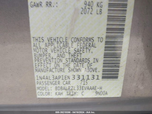 Nissan Altima 2.5 S 2014 1N4AL3AP1EN331131 Image 9