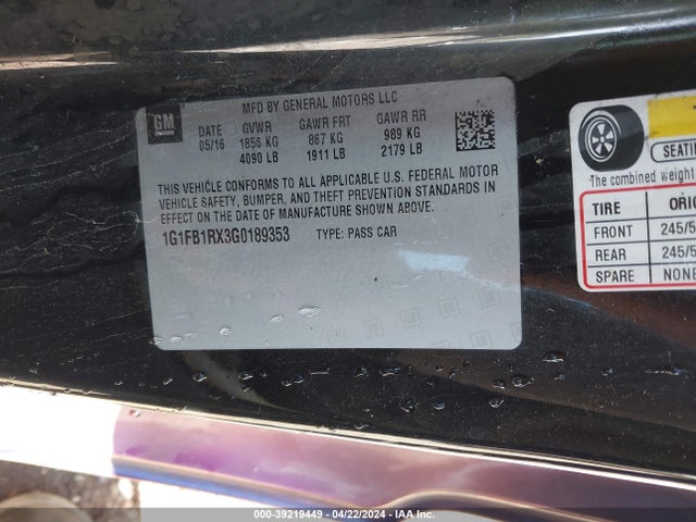 Chevrolet Camaro 1lt 2016 1G1FB1RX3G0189353 Image 9