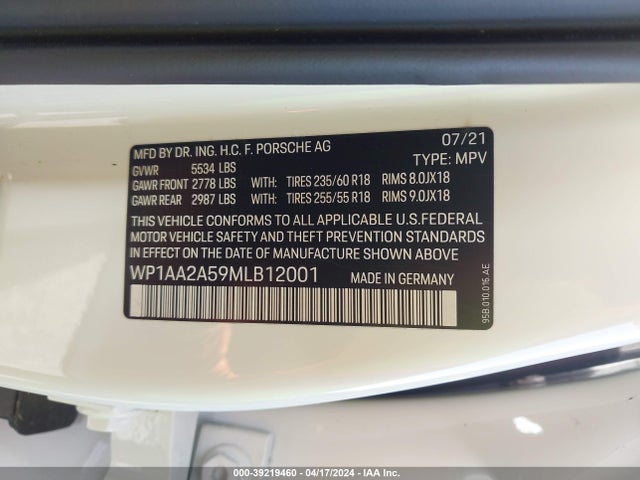 2021 PORSCHE MACAN WP1AA2A59MLB12001 Photo 8