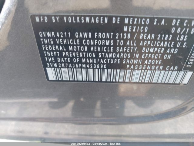 3VW2K7AJ5FM423890 Volkswagen Jetta 2.0l S