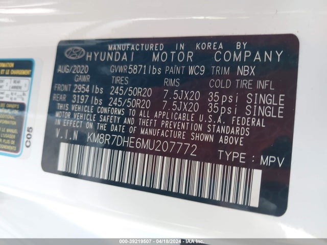Hyundai Palisade Calligraphy 2021 KM8R7DHE6MU207772 Image 9