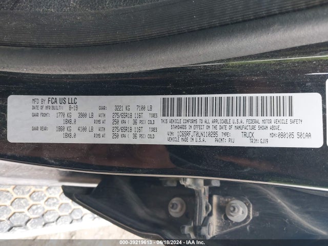 RAM 1500 Laramie  4x4 5'7 Box 2020 1C6SRFJT0LN110295 Image 9