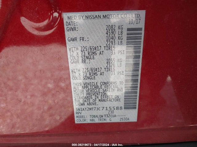 Nissan ROGUE SV 2018 5N1AT2MT7JC715588 Image 9
