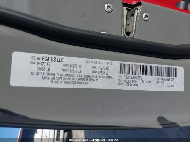 2C3CDXGJ5KH635727 Dodge Charger Scat Pack Rwd
