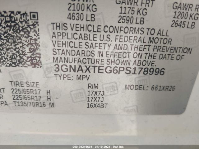 3GNAXTEG6PS178996 Chevrolet Equinox Awd 2fl