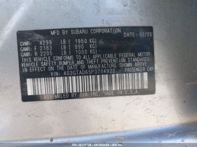 4S3GTAD65P3714922 Subaru Impreza Premium 5-door