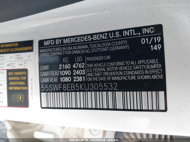 55SWF8EB5KU305532 Mercedes-Benz C 300 4matic