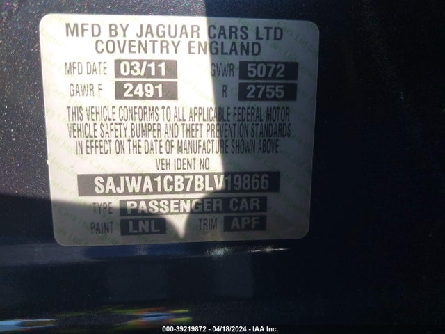 2011 JAGUAR XJ SAJWA1CB7BLV19866 Photo 8