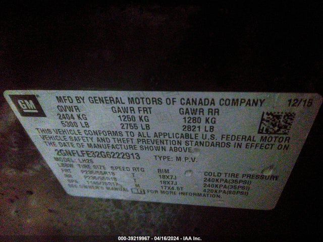 Chevrolet EQUINOX LT 2016 2GNFLFE32G6222913 Image 9