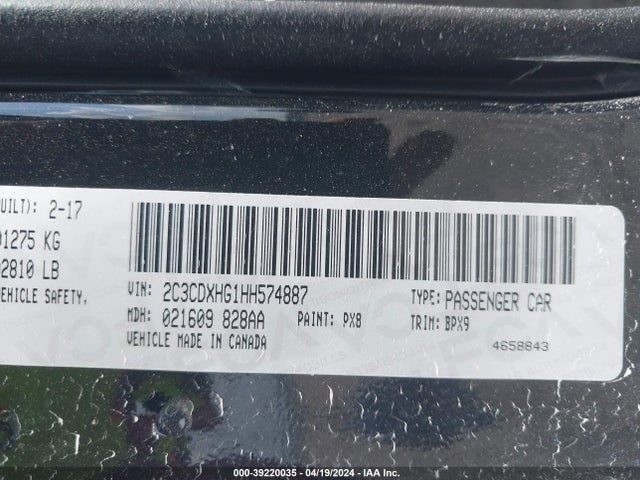 Dodge Charger Sxt Rwd 2017 2C3CDXHG1HH574887 Image 9