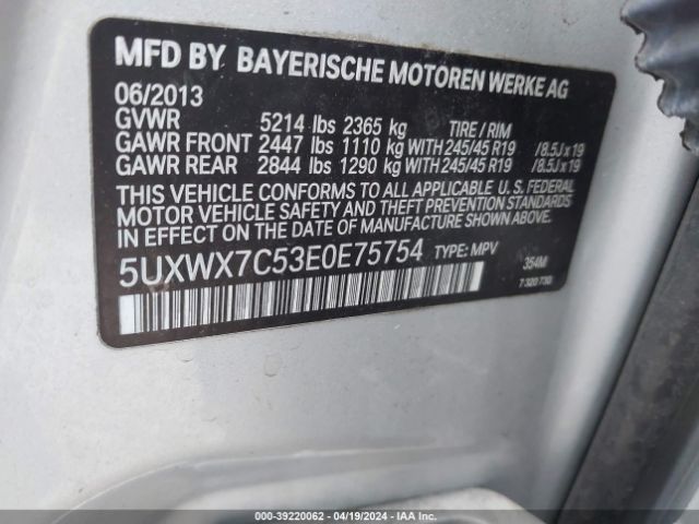 5UXWX7C53E0E75754 BMW X3 Xdrive35i