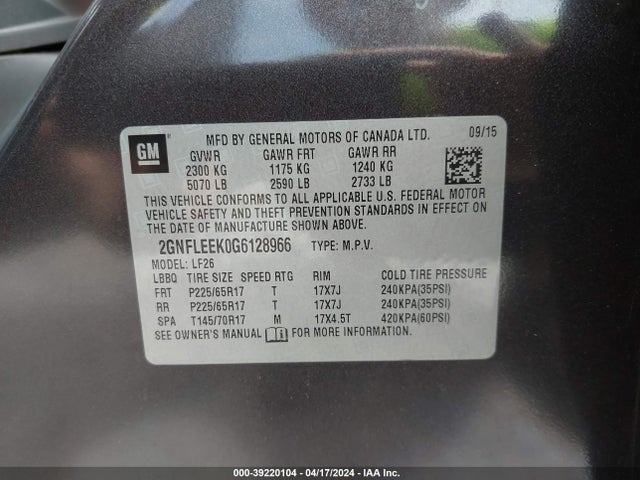 Chevrolet EQUINOX LS 2016 2GNFLEEK0G6128966 Image 9