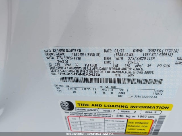 Ford Expedition Xlt Max 2022 1FMJK1JT4NEA04250 Image 9
