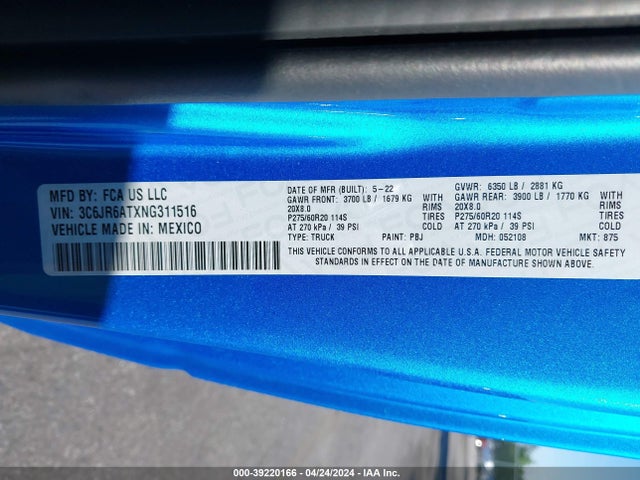RAM 1500 Classic Express Regular Cab 4x2 6'4 Box 2022 3C6JR6ATXNG311516 Image 9