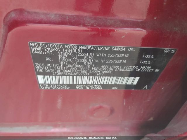 2T3RFREVXJW827533 Toyota Rav4 Adventure