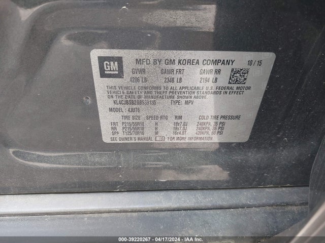 KL4CJBSB2GB539135 Buick Encore Convenience