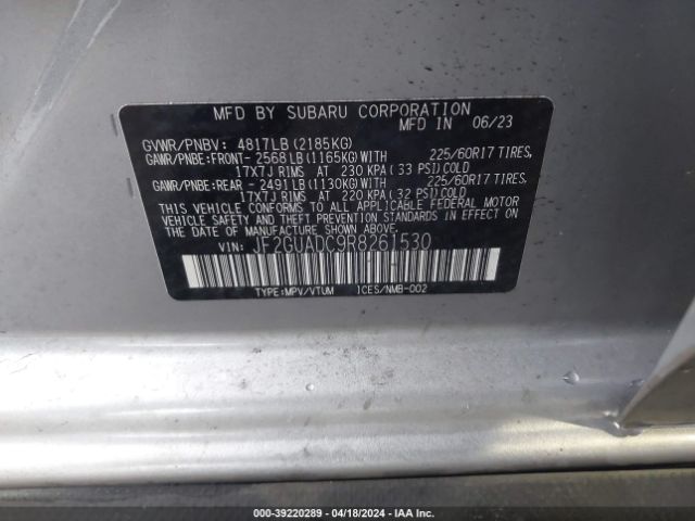 JF2GUADC9R8261530 Subaru Crosstrek Premium