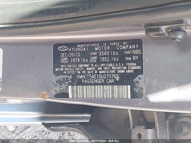 Hyundai ACCENT SE 2016 KMHCT5AE1GU273765 Image 9