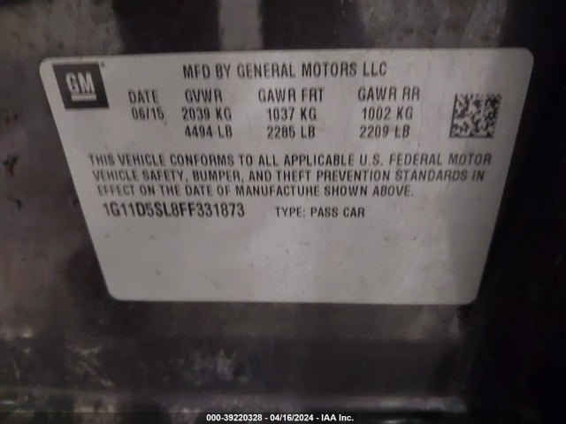 Chevrolet MALIBU 2LT 2015 1G11D5SL8FF331873 Image 9
