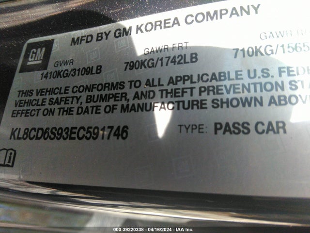 Chevrolet Spark 1lt Auto 2014 KL8CD6S93EC591746 Image 9