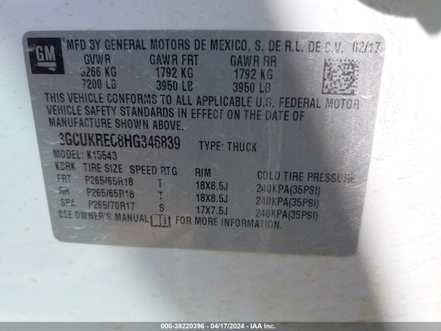 Chevrolet Silverado 1500 2lt 2017 3GCUKREC8HG346839 Image 9