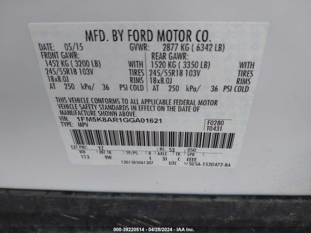Ford Utility Police Interceptor 2016 1FM5K8AR1GGA01621 Image 9