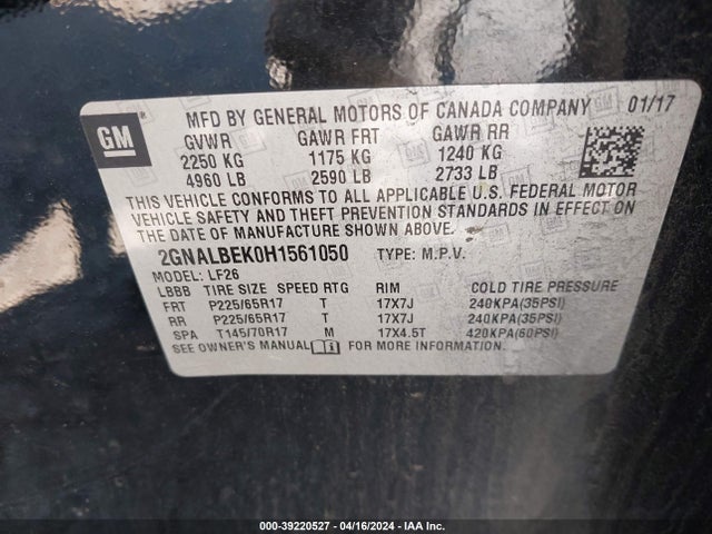 Chevrolet EQUINOX LS 2017 2GNALBEK0H1561050 Image 9